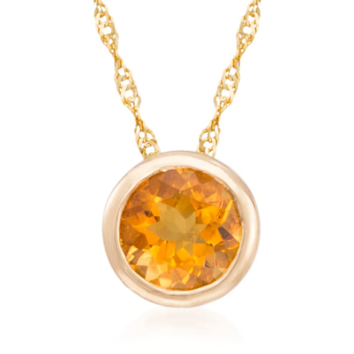 .70 Carat Citrine Pendant Necklace in 14kt Yellow Gold