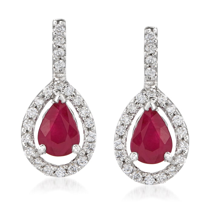 1.60 ct. t.w. Ruby and .45 ct. t.w. Diamond Drop Earrings
