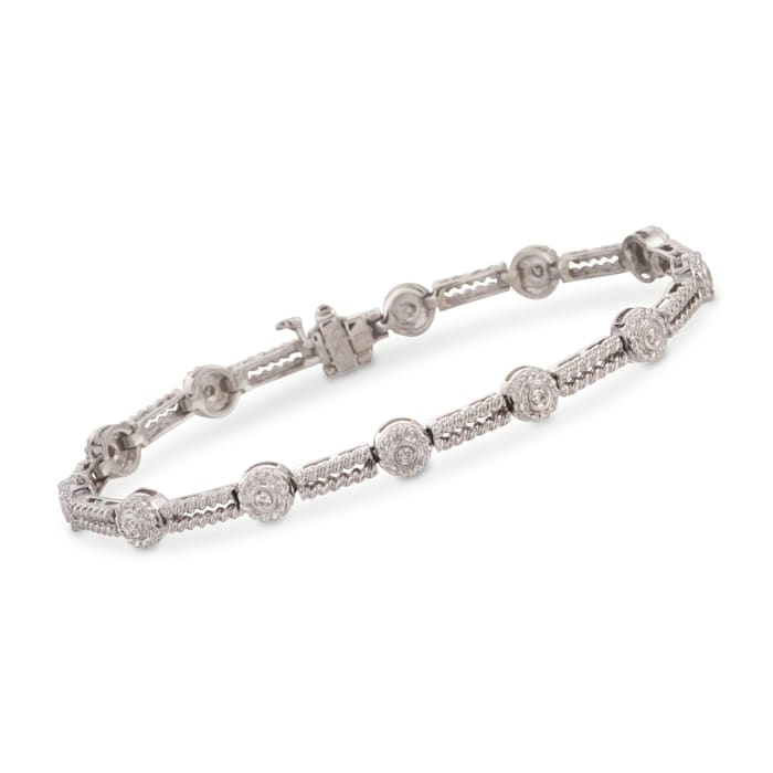 .25 ct. t.w. Twisted Rope-Link Diamond Bracelet in 14kt White Gold 