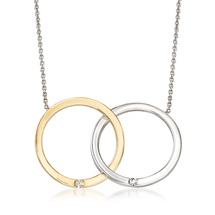 Roberto Coin 18kt Two-Tone Gold Double Circle Necklace with Diamond Accents