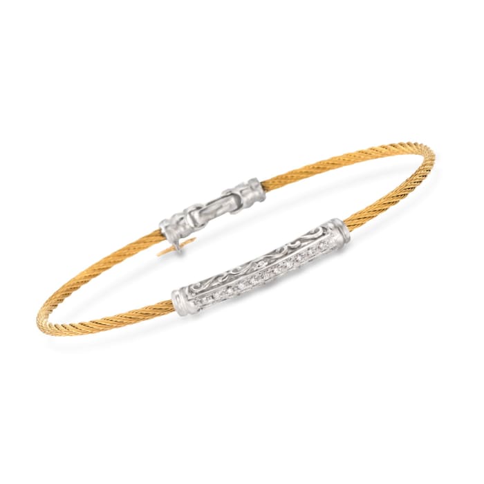 ALOR &quot;Classique&quot; .10 ct. t.w. Diamond Yellow Cable Bracelet With 18kt White Gold