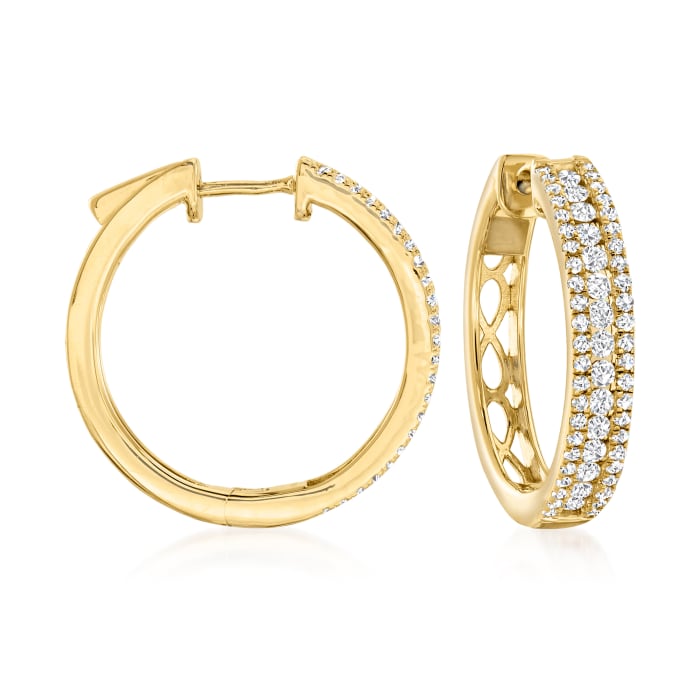 1.00 ct. t.w. Diamond Hoop Earrings in 18kt Gold Over Sterling