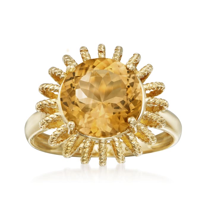 3.30 Carat Citrine Ring in 14kt Yellow Gold