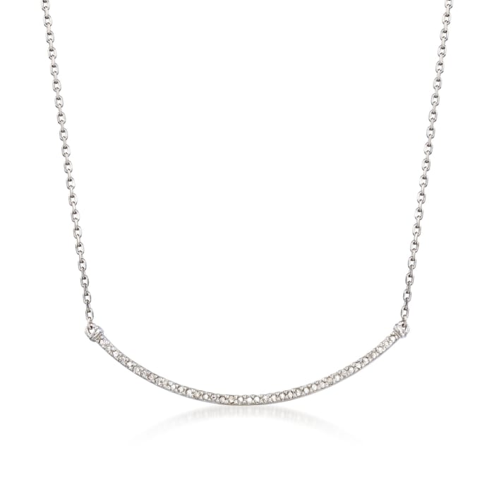Sterling Silver Curved Bar Bolo Necklace with Diamond Accents