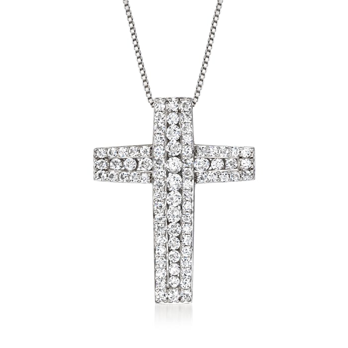 1.00 ct. t.w. Diamond Cross Pendant Necklace in Sterling Silver | Ross ...
