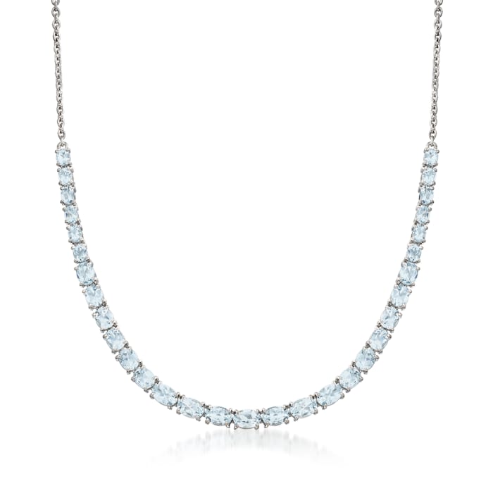 8.80 ct. t.w. Aquamarine Graduated Necklace in Sterling Silver