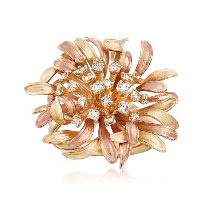 .53 ct. t.w. Diamond Flower Ring in 14kt Two-Tone Gold