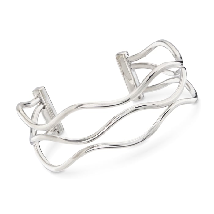 Zina Sterling Silver &quot;Wired&quot; Wavy Cuff Bracelet