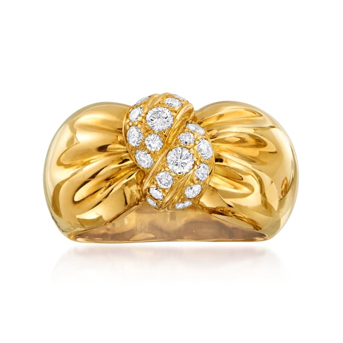 C. 1980 Vintage Vca .60 ct. t.w. Diamond Bow Ring in 18kt Yellow Gold