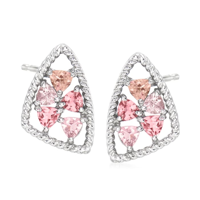 Andrea Candela &quot;Mosaico&quot; .90 ct. t.w. Tonal Pink Tourmaline Earrings in Sterling Silver