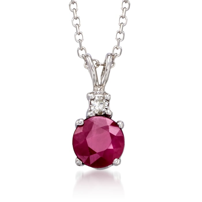 .70 Carat Ruby Pendant Neckalce with Diamond Accent in 14kt White Gold