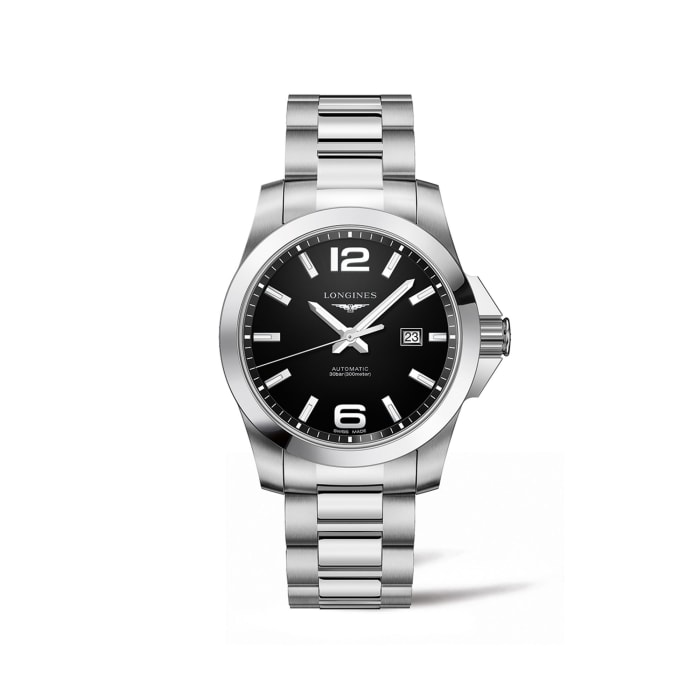 Longines Conquest Men's 43mm Automatic Stainless Steel Watch - Black Dial