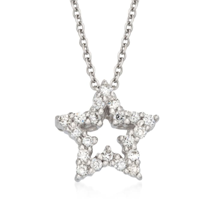Roberto Coin .10 ct. t.w. Tiny Treasure &quot;Star&quot; Diamond Necklace in 18kt White Gold