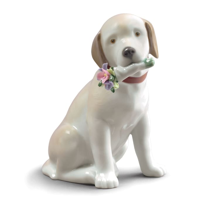 Lladro &quot;This Bouquet is for You&quot; Dog Porcelain Figurine