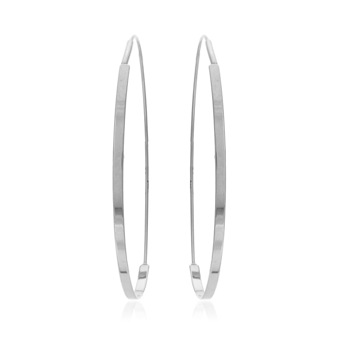14kt White Gold Endless Flat-Round Hoop Earrings 