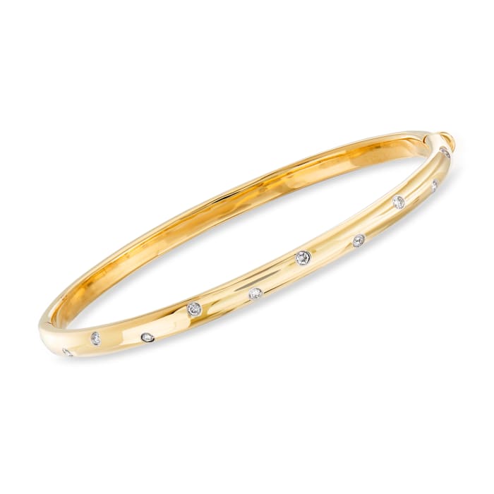 C. 1990 Vintage Tiffany Jewelry &quot;Etoile&quot; .25 ct. t.w. Diamond Bangle Bracelet in 18kt Yellow Gold