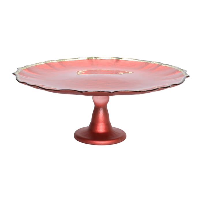 Vietri &quot;Baroque&quot; Red Glass Cake Stand