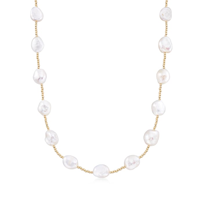 10.5-11.5mm Baroque Cultured Pearl Necklace in 14kt Yellow Gold