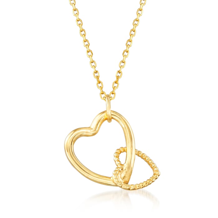 Italian 18kt Yellow Gold Double-Heart Necklace