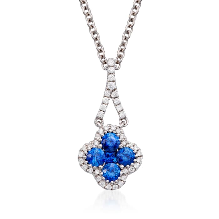 Gregg Ruth .49 ct. t.w. Sapphire and .13 ct. t.w. Diamond Pendant Necklace in 18kt White Gold