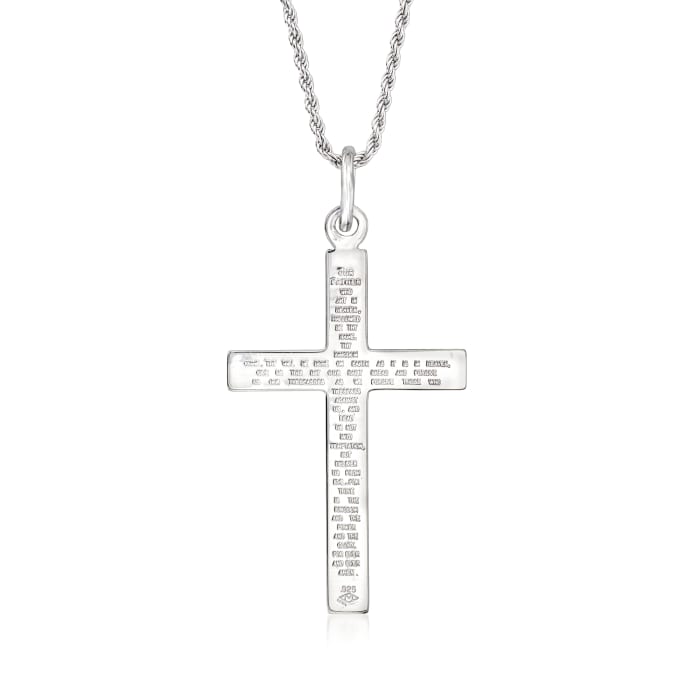 Men's Sterling Silver Lord's Prayer Reversible Cross Pendant Necklace