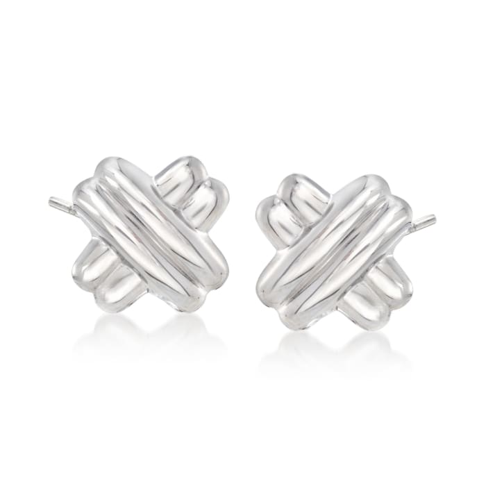 Sterling Silver Double Crisscross Earrings