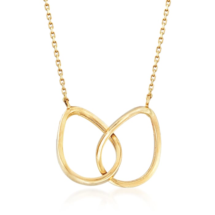 14kt Yellow Gold Double Teardrop Necklace 