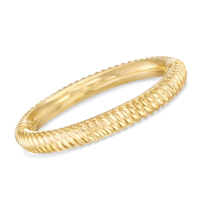 Italian Andiamo 14kt Yellow Gold Over Resin Ribbed Bangle Bracelet