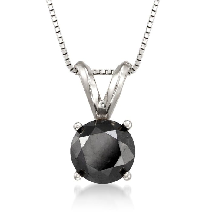 1.50 Carat Black Diamond Solitaire Necklace in 14kt White Gold
