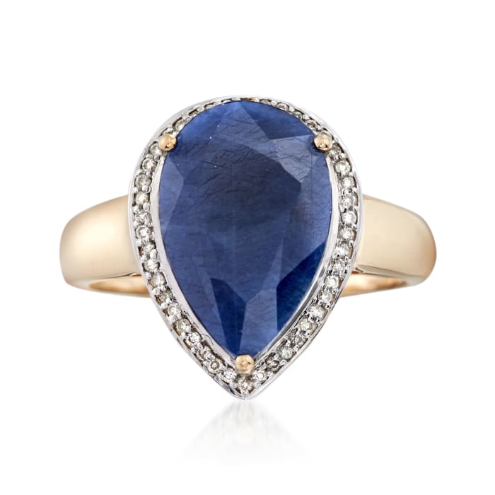 5.50 Carat Sapphire and .13 ct. t.w. Diamond Ring in 14kt Yellow Gold