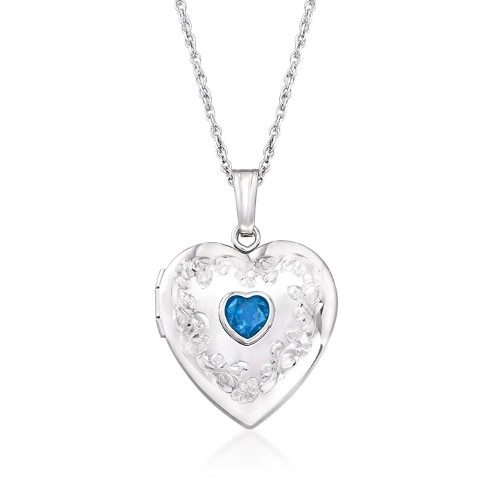 .50 Carat Birthstone Heart Locket Necklace in Sterling Silver
