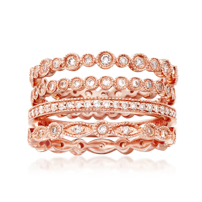 .73 ct. t.w. Diamond Jewelry Set: Four Eternity Bands in 14kt Rose Gold