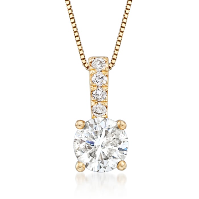 1.00 Carat Diamond Pendant Necklace with .05 ct. t.w. Diamond Bale in 14kt Yellow Gold