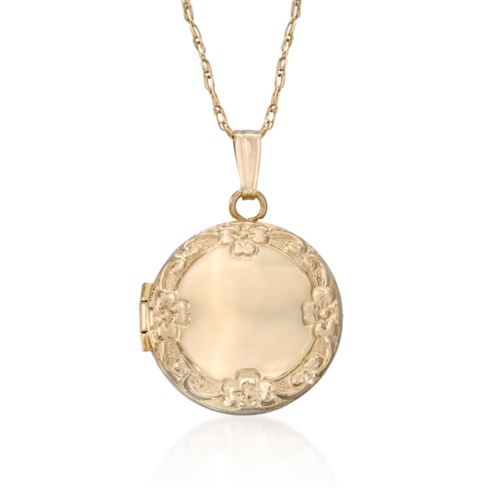 Child's 14kt Yellow Gold Floral Locket Necklace