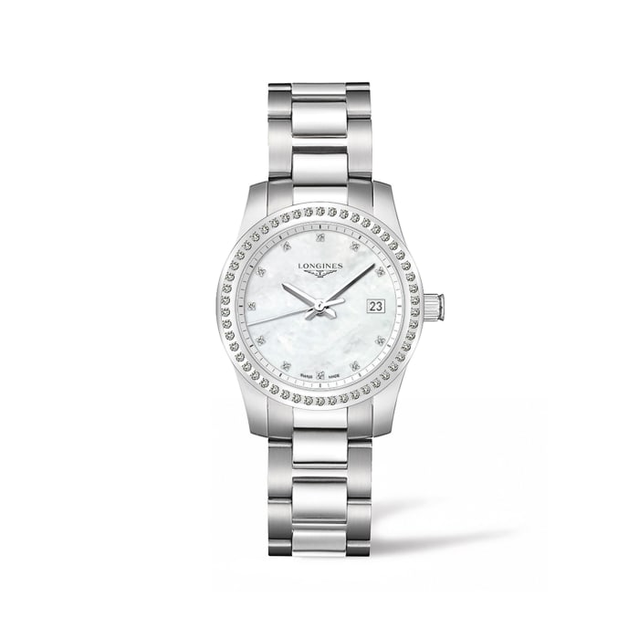 Longines Conquest Women's 34mm Stainless Steel Watch With .45 ct. t.w. Diamonds