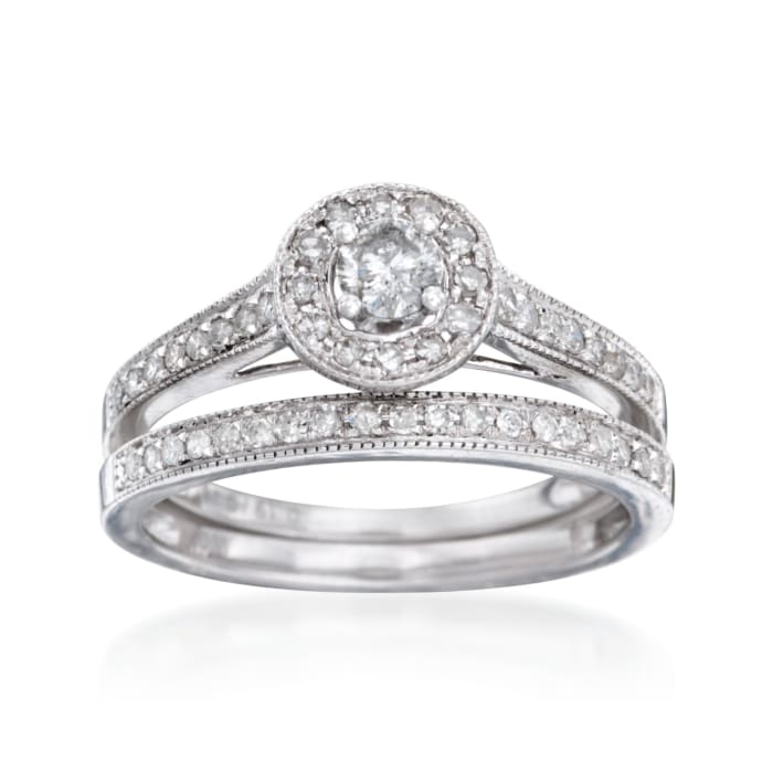 .50 ct. t.w. Diamond Bridal Set: Engagement and Wedding Rings in 14kt White Gold