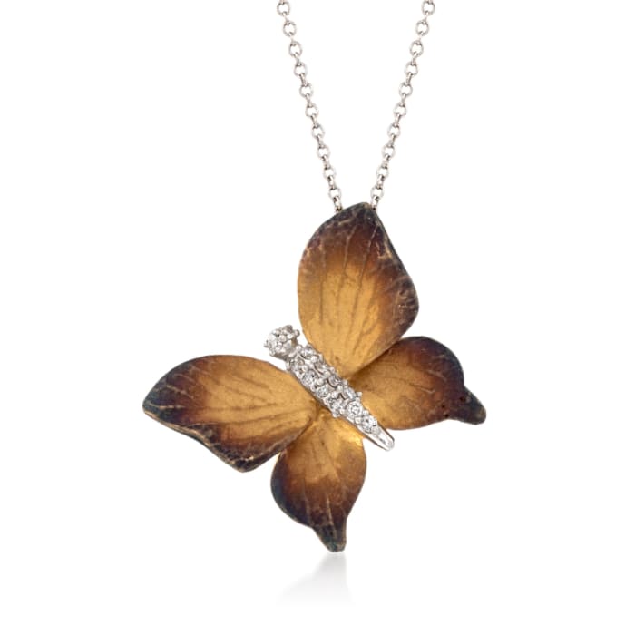 .10 ct. t.w. Diamond Butterfly Pendant Necklace in 18kt Two-Tone Gold