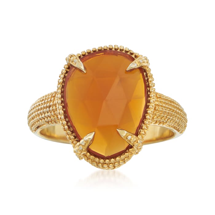 Orange Fire Opal Ring in 18kt Gold Over Sterling Silver