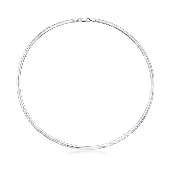 Italian 4mm Sterling Silver Domed Omega Necklace