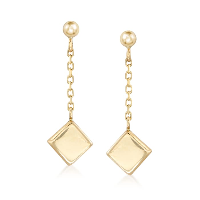 Italian 14kt Yellow Gold Diamond-Shaped Drop Earrings