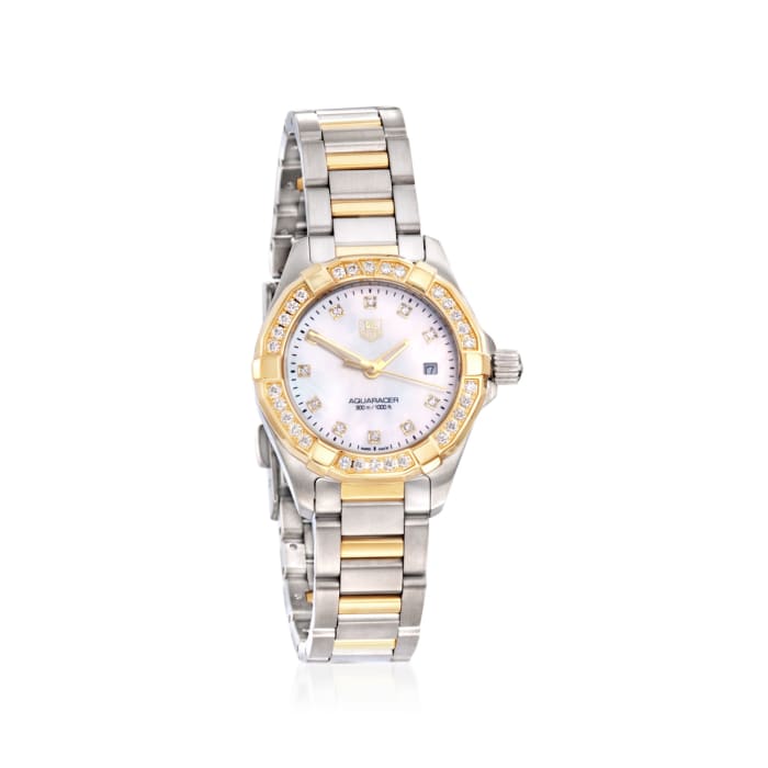 TAG Heuer Aquaracer Women's 27mm .44 ct. t.w. Diamond Watch in Stainless Steel and 18kt Yellow Gold