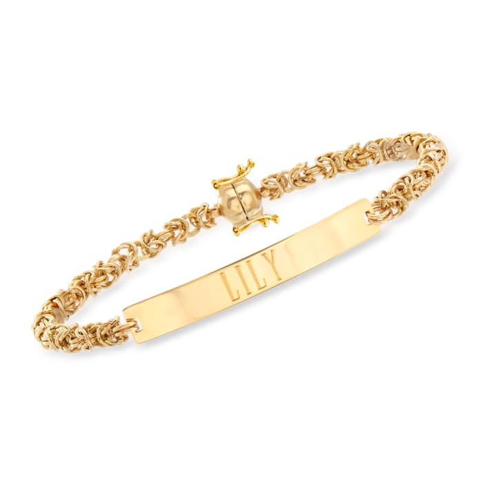 14kt Yellow Gold Personalized Byzantine Bracelet with Magnetic Clasp
