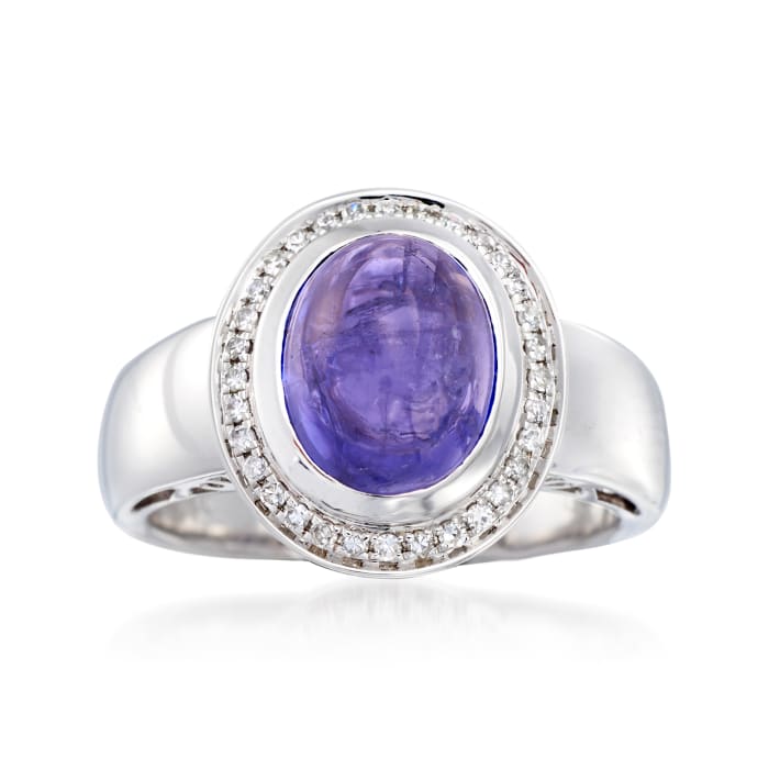 4.20 Carat Tanzanite and .17 ct. t.w. Diamond Ring in 14kt White Gold