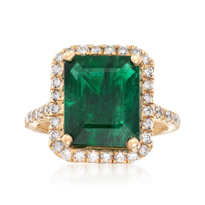 6.50 Carat Emerald and .65 ct. t.w. Diamond Ring in 14kt Yellow Gold ...