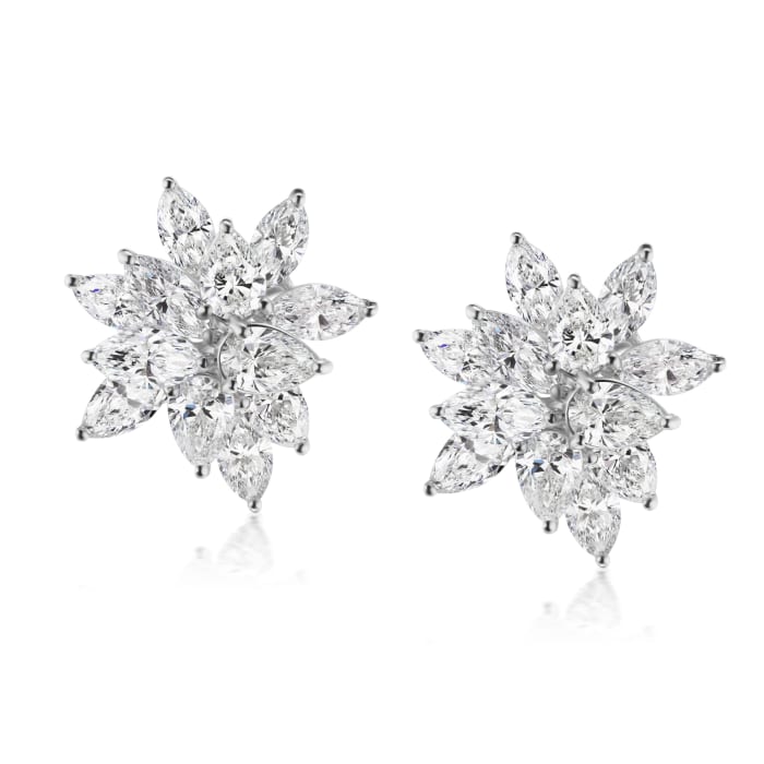 8.40 ct. t.w. Diamond Floral Earrings in 18kt White Gold