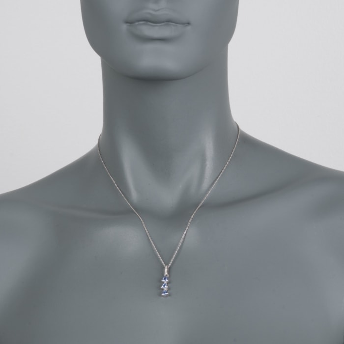 .70 ct. t.w. Trillion-Cut Tanzanite Pendant Necklace with White Topaz Accents in Sterling Silver 18-inch