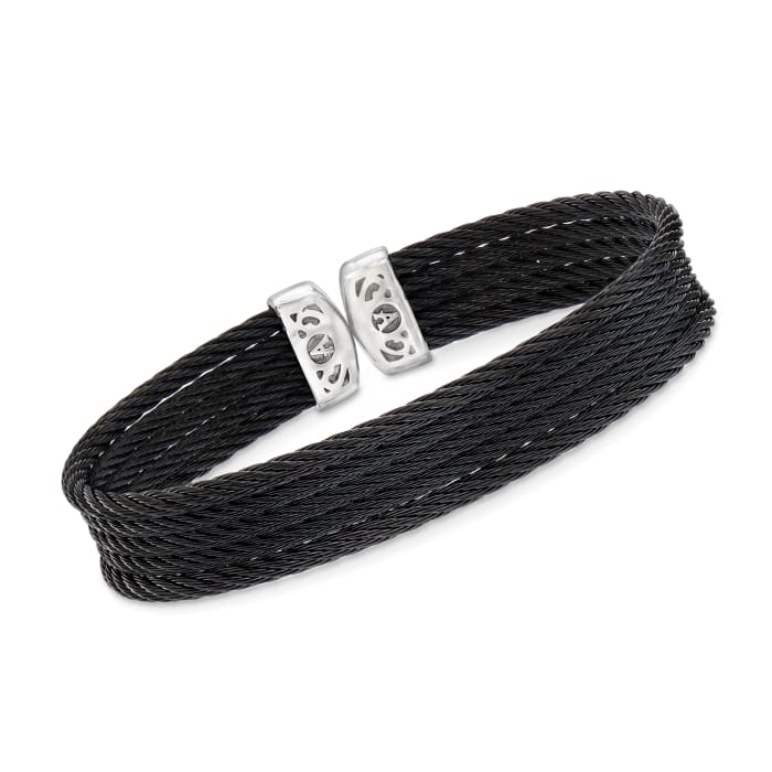 ALOR &quot;Noir&quot; Black Multi-Strand Stainless Steel Cable Cuff