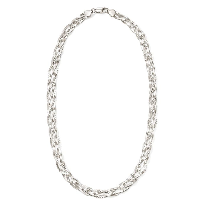 Italian Sterling Silver Braided Chain Necklace Ross Simons 