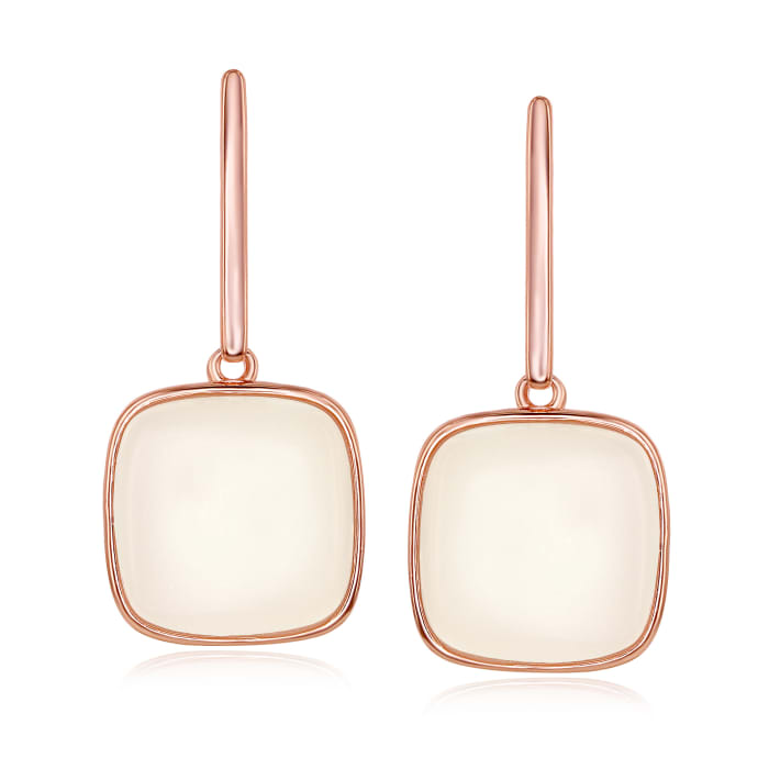Cabochon Moonstone Drop Earrings in 18kt Rose Gold Over Sterling