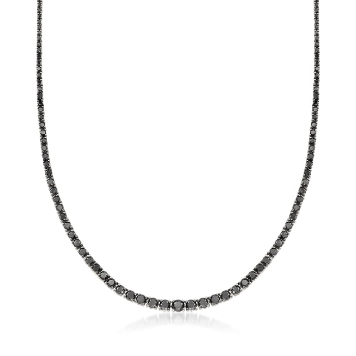 7.00 ct. t.w. Black Diamond Graduated Necklace in Sterling Silver